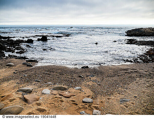 Small rocky beach at low tide