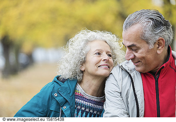 Smiling  affectionate senior couple