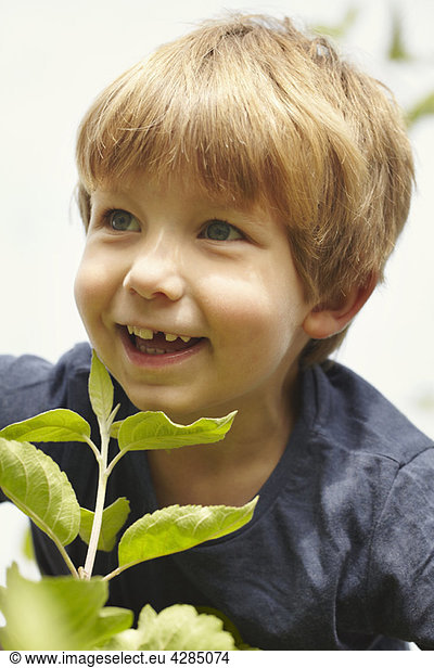 Smiling young boy in nature