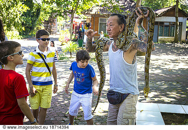 Snake charmer.Bali.Indonesia.