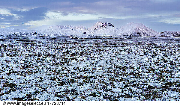 Snow-capped mountains at twilight  Thingvellir National Park  UNESCO World Heritage Site  Iceland  Polar Regions
