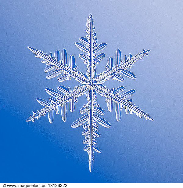 Snowflake against blue background