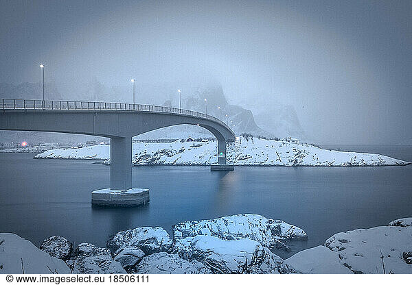 Snowy Bridge in the Lofoten Islands