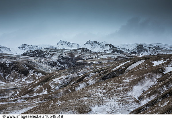 Snowy remote mountain range  Iceland
