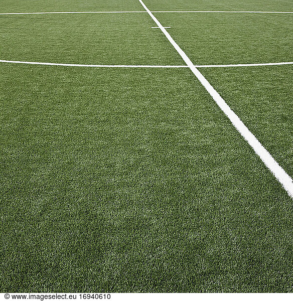 Soccer field with markings.