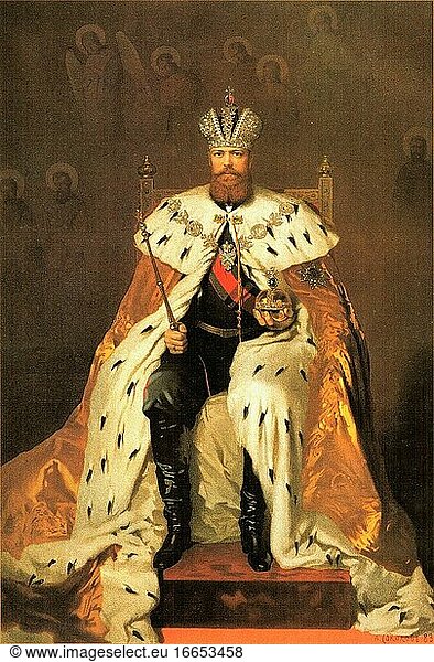 Sokolov Alexander Petrovich - Portrait of Alexander III of Russia - Russian School - 19th Century.