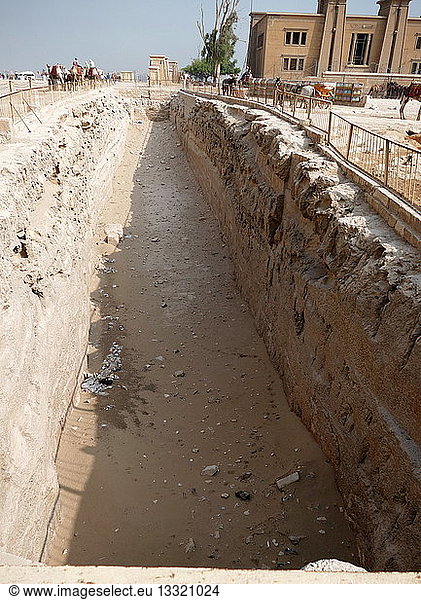Solar Boat pit Giza Pyramids Plateau Egypt built to hold the Khufu ship