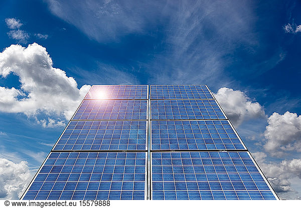 Solar cells  sunshine and clouds