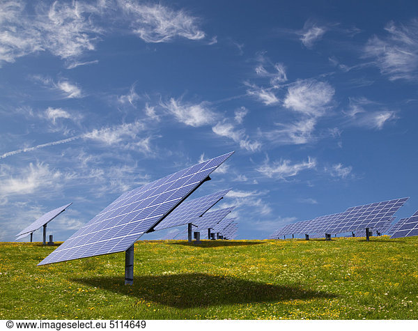 Solar panels in field