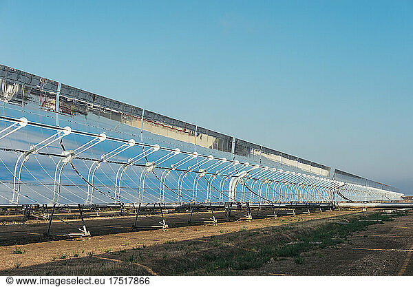 Solar panels of solar thermal plant. Ecological and clean energy