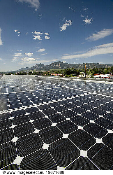 Solar panels on the roof of the world's first entirely solar powered gym.