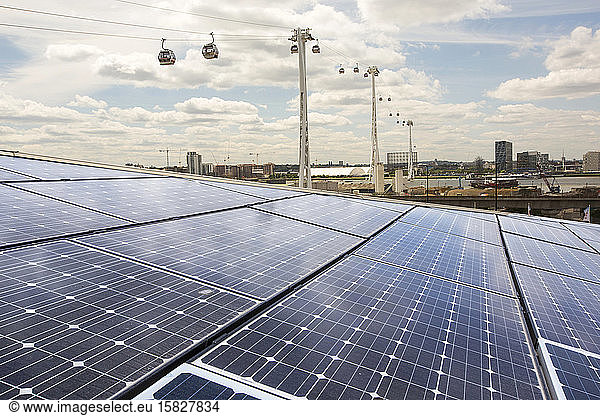Solar PV panels on the roof of the Crystal building
