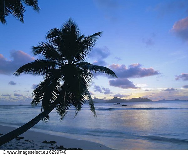 Sonnenuntergang Afrika Indischer Ozean Indik La Digue Seychellen