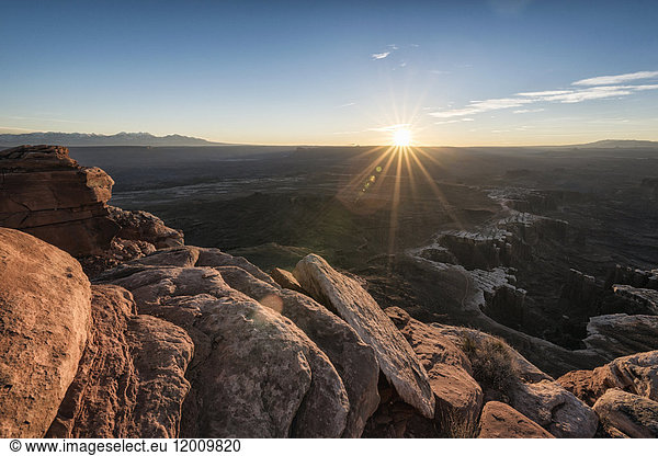 Sonnenuntergang im Canyon Moab Utah Vereinigte Staaten