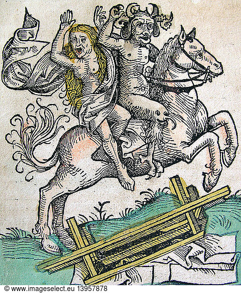 Sorceress and Devil  Nuremberg Chronicle  1493
