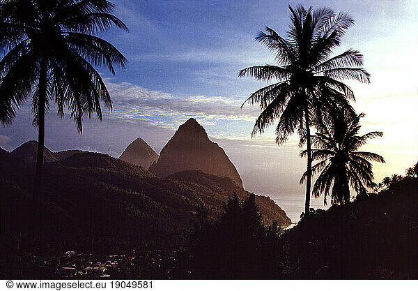 Soufriere and the two Pitons