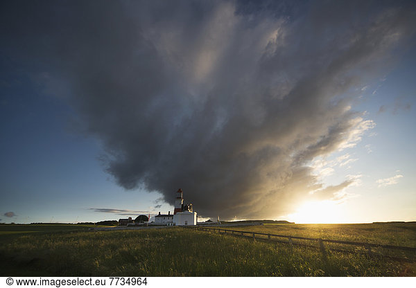 Souter Lighthouse With A Cloud Formation Above It At Sunrise  South Shields Tyne And Wear England