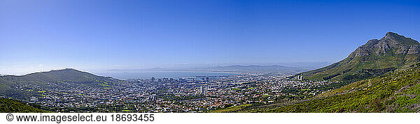South Africa  Western Cape Province  Cape Town  Panoramic view of coastal city