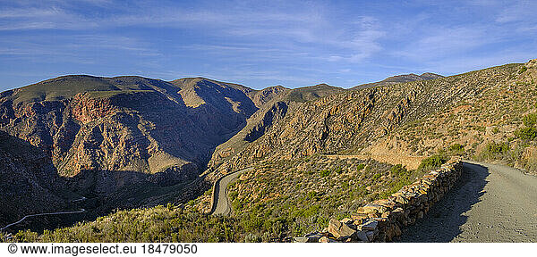 South Africa  Western Cape Province  Panoramic view of Swartberg Pass in summer