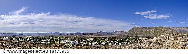 South Africa  Western Cape Province  Prince Albert  Panoramic view of small town Great Karoo