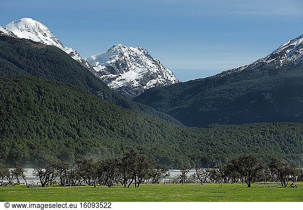 Southern alps at Glenorchy  Otago  South Island  New Zealand