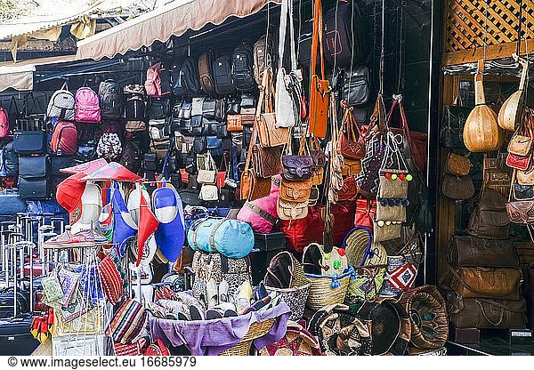 Souvenir leather handmade goods in Medina