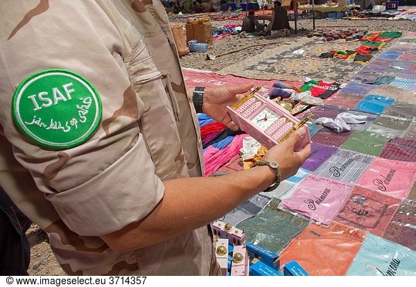 souvenir market outside military base in Uruzgan