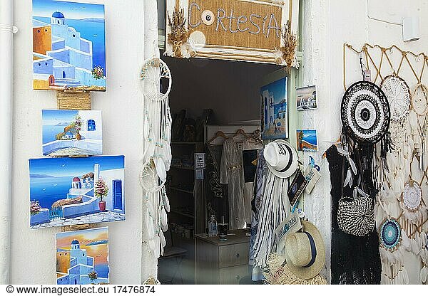 Souvenir shop in Oia  Cyclades  Santorini  Greece  Europe