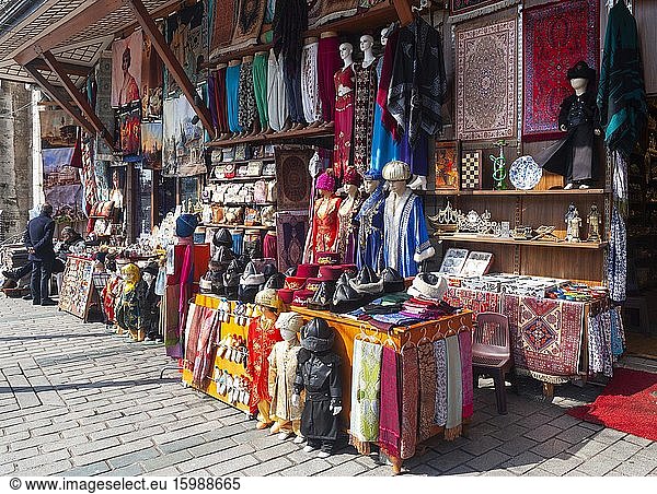 Souvenir shops at Sultanahmet Square near Hagia Sophia  Istanbul  Turkey  Asia
