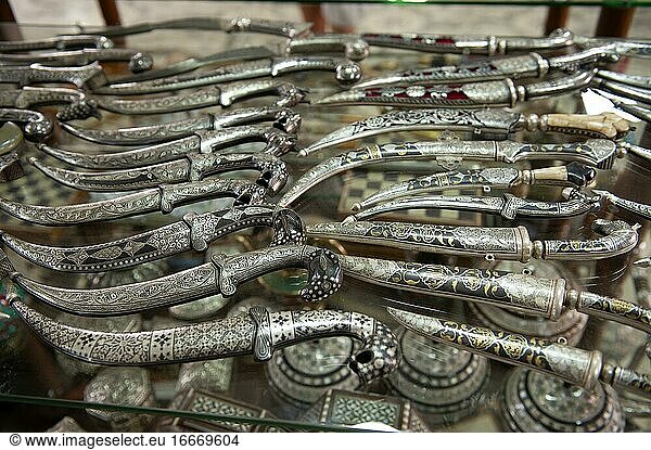 Souvenirs  daggers with decorative sheath made of silver  Jordan  Asia