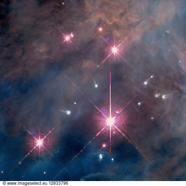 SPACE: TRAPEZIUM CLUSTER. A view of the four massive stars of the ...