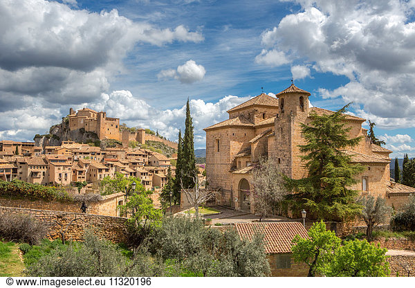 Spain,  Huesca Province,  Alquezar City,  San Miguel Church and Santa Maria Colegiata