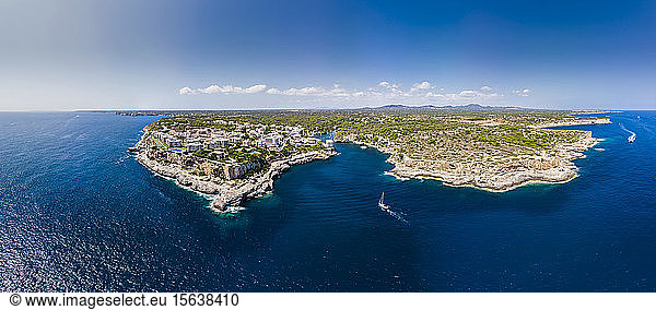 Spain  Balearic Islands  Mallorca  Aerial view of bay Cala Figuera and Calo d'en Busques