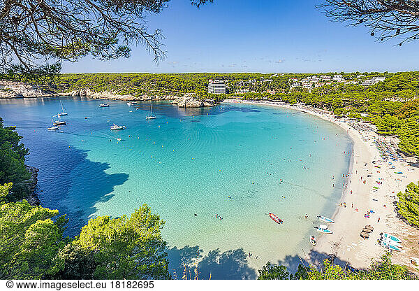 Spain  Balearic Islands  Menorca  Cala Galdana resort in summer