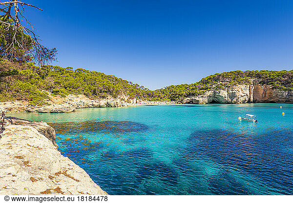 Spain  Balearic Islands  Menorca  Cala Mitjana bay in summer