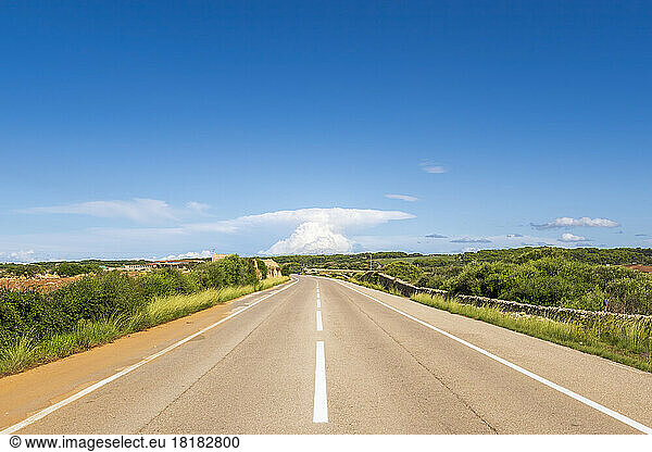 Spain  Balearic Islands  Menorca  Cami de Cala Morell road in summer