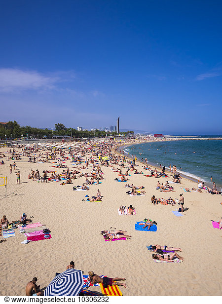 Spain  Barcelona  Beach at Port Olimpic  Platja de Barceloneta