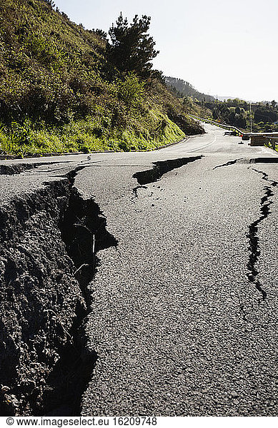 Spain  Basque Country  View of damaged road