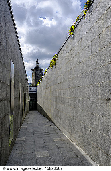 Spain  Biscay  Narrow alley of Ekoetxea Urdaibai museum