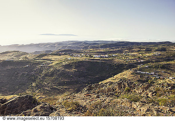Spain  Canary Islands  La Gomera  Village seen from Table Mountain