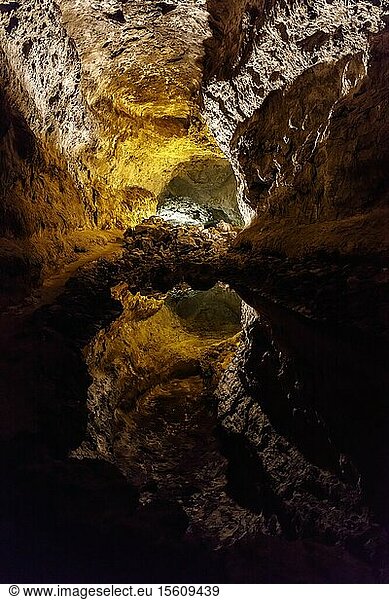 Spain  Canary Islands  Lanzarote Island  Punta Mujeres  Cueva de los Verdes  underground lava tube