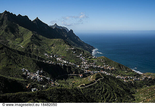 Spain  Canary Islands  View of village in Macizo de Anaga range