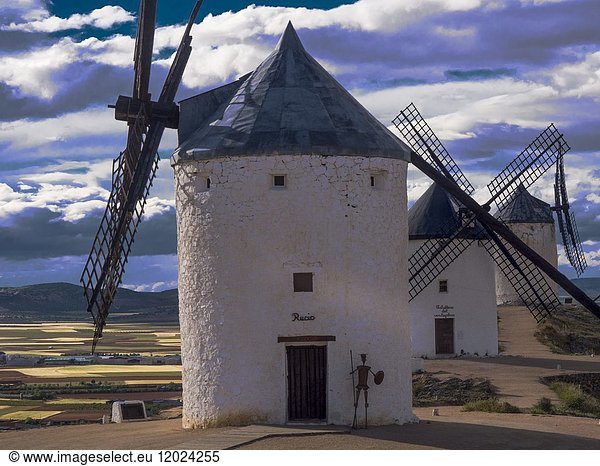 Spain Castile-La Mancha  Toledo  the famed Don Quixote windmills at Consuegra