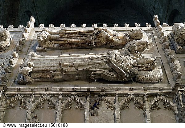 Spain Catalonia Tarragona Province Conca de Barbera comarca Vimbodi La ruta del Cister Monastery Santa Maria de Poblet listed as World Heritage by UNESCO the church royal tombs