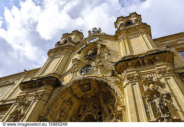 Spain  Gipuzkoa  San Sebastian  Low angle view of ornate archway of Basilica of Saint Mary of Chorus