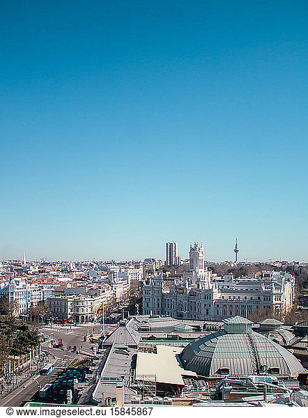 Spain  Madrid  cityscape with Alcala street. Vertical