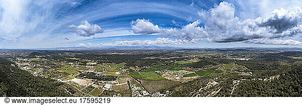 Spain  Mallorca  Aerial view from Puig de Randa mountain in summer