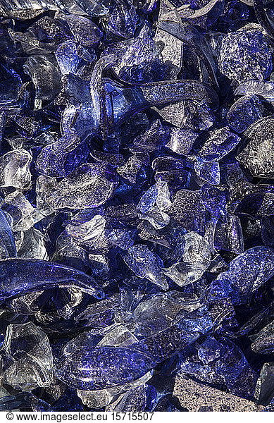 Spain  Mallorca  Heap of blue sea glass