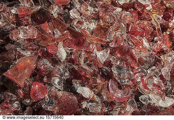 Spain  Mallorca  Heap of red sea glass