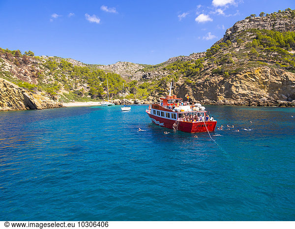 Spain  Mallorca  Region Andratx  Punta de Sa Dent  excursion boat